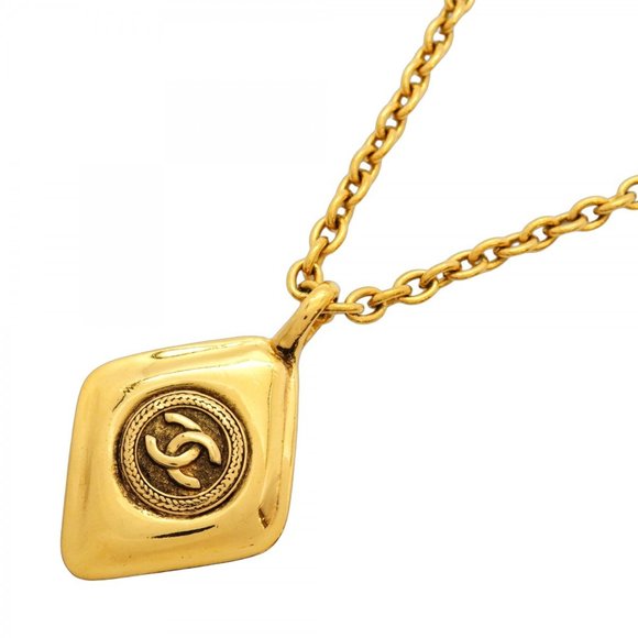 CHANEL Gold Diamond Logo Necklace - Picture 1 of 7